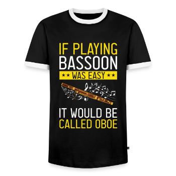Orchestra and woodwind instrument - Men's Ringer Shirt - black/white - Front - AI Model Female 172 light (172cm) & AI Model Male 178 light (178cm)