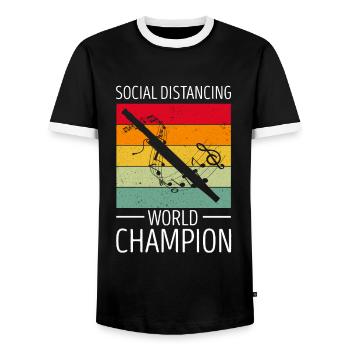 Basson pour basson anches et bassoniste - T-shirt contrasté Homme - noir/blanc - Devant - AI Model Female 172 light (172cm) & AI Model Male 178 light (178cm)