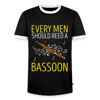 Orchestra and woodwind instrument - Men's Ringer Shirt - black/white - Front - AI Model Female 172 light (172cm) & AI Model Male 178 light (178cm)