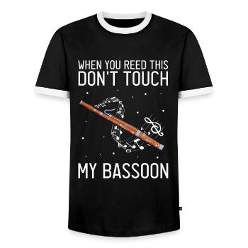Basson pour basson anches et bassoniste - T-shirt contrasté Homme - noir/blanc - Devant - AI Model Female 172 light (172cm) & AI Model Male 178 light (178cm)