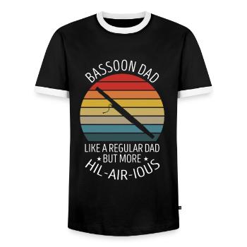 Basson pour basson anches et bassoniste - T-shirt contrasté Homme - noir/blanc - Devant - AI Model Female 172 light (172cm) & AI Model Male 178 light (178cm)