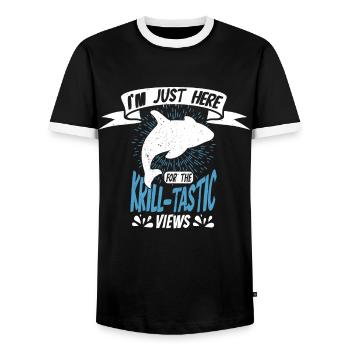 Whale watching design for whales - Men's Ringer Shirt - black/white - Front - AI Model Female 172 light (172cm) & AI Model Male 178 light (178cm)