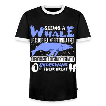 Humpback whale design for ocean, sea, whale and whales - Men's Ringer Shirt - black/white - Front - AI Model Female 172 light (172cm) & AI Model Male 178 light (178cm)