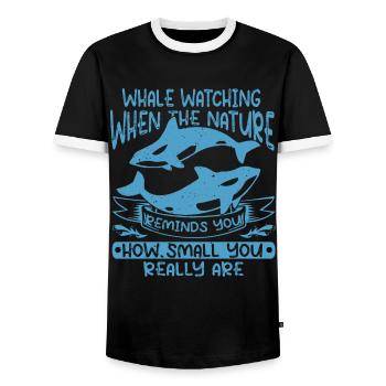 Conception de baleines pour les baleines et les rorquals bleus ou les bélugas - T-shirt contrasté Homme - noir/blanc - Devant - AI Model Female 172 light (172cm) & AI Model Male 178 light (178cm)