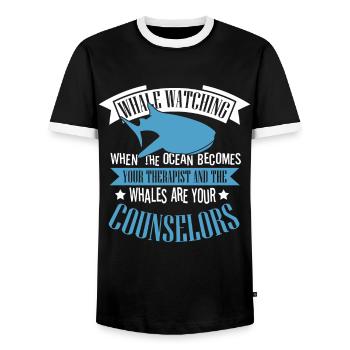 Rorqual bleu pour béluga et mammifères marins - T-shirt contrasté Homme - noir/blanc - Devant - AI Model Female 172 light (172cm) & AI Model Male 178 light (178cm)