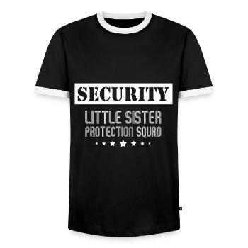 Sécurité Petite Sœur Protection Escouade Big Bro - T-shirt contrasté Homme - noir/blanc - Devant - AI Model Female 172 light (172cm) & AI Model Male 178 light (178cm)