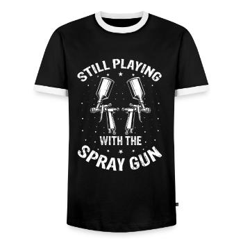 Autolackierer Angebot für Karosserietechniker - Männer Kontrast-T-Shirt - Schwarz/Weiß - Vorne - AI Model Female 172 light (172cm) & AI Model Male 178 light (178cm)