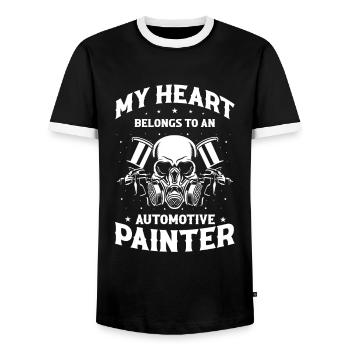 Peintre automobile pour carrossiers - T-shirt contrasté Homme - noir/blanc - Devant - AI Model Female 172 light (172cm) & AI Model Male 178 light (178cm)