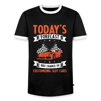 Devis Slot Car Racetrack pour Vintage Track Slot - T-shirt contrasté Homme - noir/blanc - Devant - AI Model Female 172 light (172cm) & AI Model Male 178 light (178cm)
