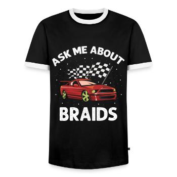 Devis Slot Car Racetrack pour Vintage Track Slot - T-shirt contrasté Homme - noir/blanc - Devant - AI Model Female 172 light (172cm) & AI Model Male 178 light (178cm)