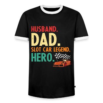 Dicton de piste vintage pour la course de voitures jouets - T-shirt contrasté Homme - noir/blanc - Devant - AI Model Female 172 light (172cm) & AI Model Male 178 light (178cm)