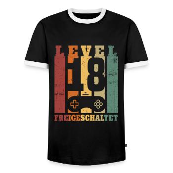 Niveau 18 Déverrouillé 18 Ans Anniversaire Cadeau - T-shirt contrasté Homme - noir/blanc - Devant - AI Model Female 172 light (172cm) & AI Model Male 178 light (178cm)