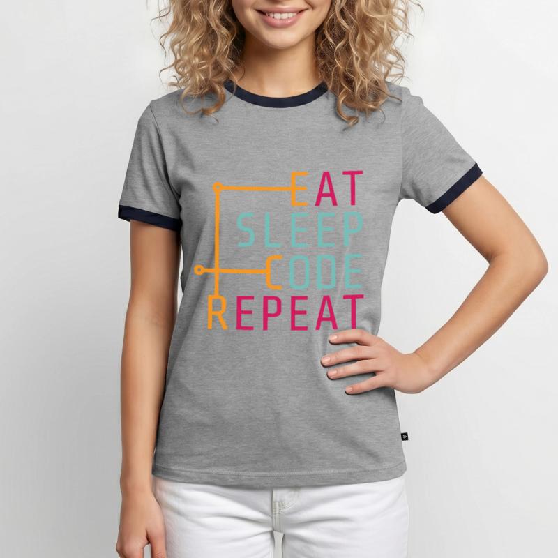 Répétition de code Eat Sleep - Coder Developer Computer T-shirt contrasté Homme
