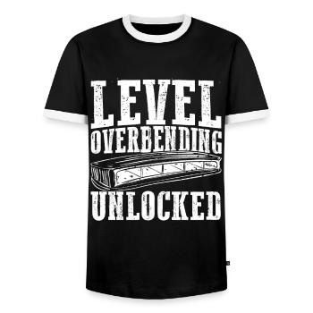Harmonikaspieler für Munharmonika Spieler - Männer Kontrast-T-Shirt - Schwarz/Weiß - Vorne - AI Model Female 172 light (172cm) & AI Model Male 178 light (178cm)