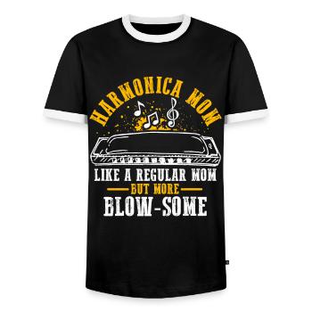 Mundharmonika Instrument und Mundharmonika - Männer Kontrast-T-Shirt - Schwarz/Weiß - Vorne - AI Model Female 172 light (172cm) & AI Model Male 178 light (178cm)