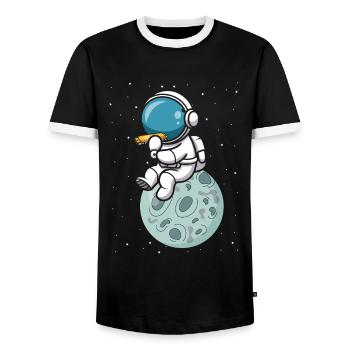 Mundharmonika Spieler und Mundharmonika - Männer Kontrast-T-Shirt - Schwarz/Weiß - Vorne - AI Model Female 172 light (172cm) & AI Model Male 178 light (178cm)