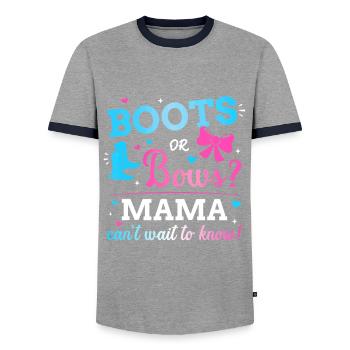Geschlecht enthüllen Stiefel oder Schleifen Mama passend Baby - Männer Kontrast-T-Shirt - Grau/Navy  - Vorne - AI Model Female 172 light (172cm) & AI Model Male 178 light (178cm)