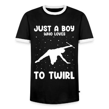 Gymnastik Design für Taktstock drehen - Männer Kontrast-T-Shirt - Schwarz/Weiß - Vorne - AI Model Female 172 light (172cm) & AI Model Male 178 light (178cm)