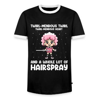Stocktanz Design für Stabtänzerin - Männer Kontrast-T-Shirt - Schwarz/Weiß - Vorne - AI Model Female 172 light (172cm) & AI Model Male 178 light (178cm)