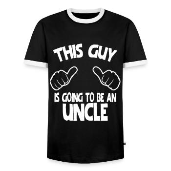 This Guy Is Going To Be An Uncle - Men's Ringer Shirt - black/white - Front - AI Model Female 172 light (172cm) & AI Model Male 178 light (178cm)