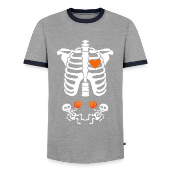 Baby Skeletons Thanksgiving Twins PregnancyGift Ha - Men's Ringer Shirt - grey/navy  - Front - AI Model Female 172 light (172cm) & AI Model Male 178 light (178cm)