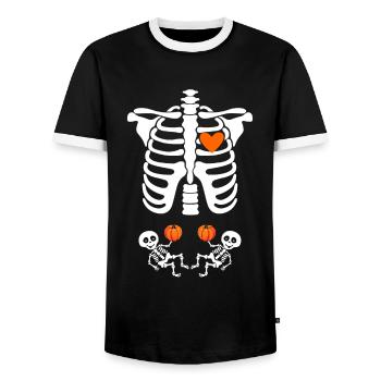 Baby Skeletons Thanksgiving Twins PregnancyGift Ha - Men's Ringer Shirt - black/white - Front - AI Model Female 172 light (172cm) & AI Model Male 178 light (178cm)