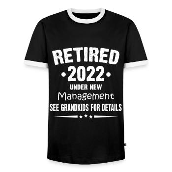 Retraité en 2022 sous une nouvelle direction Voir les petits-enfants - T-shirt contrasté Homme - noir/blanc - Devant - AI Model Female 172 light (172cm) & AI Model Male 178 light (178cm)