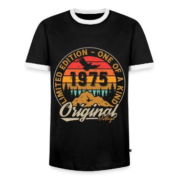 1975 Vintage Retro Geburtstagsgeschenk - Männer Kontrast-T-Shirt - Schwarz/Weiß - Vorne - AI Model Female 172 light (172cm) & AI Model Male 178 light (178cm)