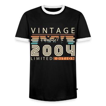Jahrgang 2004 Retro 2004 Geburtstagsgeschenk - Männer Kontrast-T-Shirt - Schwarz/Weiß - Vorne - AI Model Female 172 light (172cm) & AI Model Male 178 light (178cm)