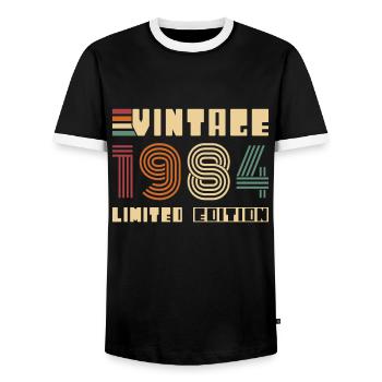 Vinatge 1984 Geburtstagsgeschenk - Männer Kontrast-T-Shirt - Schwarz/Weiß - Vorne - AI Model Female 172 light (172cm) & AI Model Male 178 light (178cm)