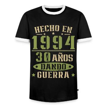 Hergestellt im Jahr 1994. Geschenk zum 30. Geburtstag - Männer Kontrast-T-Shirt - Schwarz/Weiß - Vorne - AI Model Female 172 light (172cm) & AI Model Male 178 light (178cm)