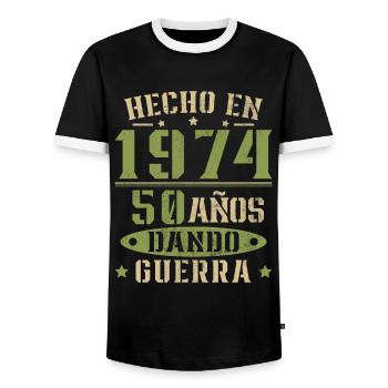 Hergestellt im Jahr 1974 50 Jahre Geburtstagsgeschenk - Männer Kontrast-T-Shirt - Schwarz/Weiß - Vorne - AI Model Female 172 light (172cm) & AI Model Male 178 light (178cm)