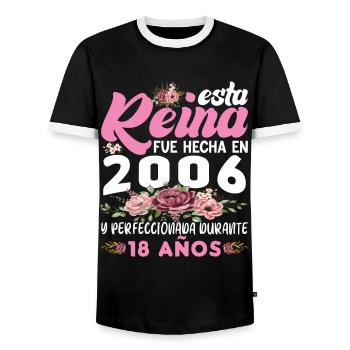 18 Jahre altes Geburtstagsgeschenk Frau Made in 2006 - Männer Kontrast-T-Shirt - Schwarz/Weiß - Vorne - AI Model Female 172 light (172cm) & AI Model Male 178 light (178cm)