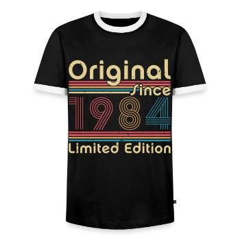 Vinatge 1984 Geburtstagsgeschenk - Männer Kontrast-T-Shirt - Schwarz/Weiß - Vorne - AI Model Female 172 light (172cm) & AI Model Male 178 light (178cm)