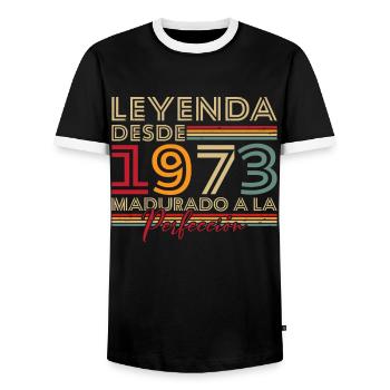 Legend since 1973 Birthday Gift - Men's Ringer Shirt - black/white - Front - AI Model Female 172 light (172cm) & AI Model Male 178 light (178cm)