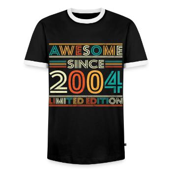 Impressive since 2004 - Men's Ringer Shirt - black/white - Front - AI Model Female 172 light (172cm) & AI Model Male 178 light (178cm)