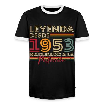 Legende seit 1953 Geburtstagsgeschenk - Männer Kontrast-T-Shirt - Schwarz/Weiß - Vorne - AI Model Female 172 light (172cm) & AI Model Male 178 light (178cm)