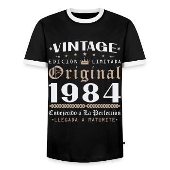 Vinatge 1984 Geburtstagsgeschenk - Männer Kontrast-T-Shirt - Schwarz/Weiß - Vorne - AI Model Female 172 light (172cm) & AI Model Male 178 light (178cm)