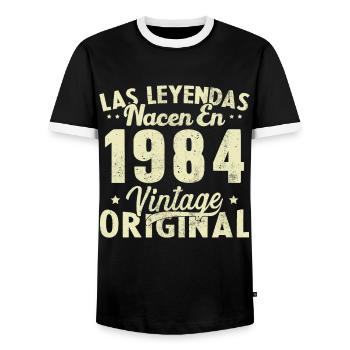 Original 1984 Vinatge 1984 Birthday Gift - Men's Ringer Shirt - black/white - Front - AI Model Female 172 light (172cm) & AI Model Male 178 light (178cm)