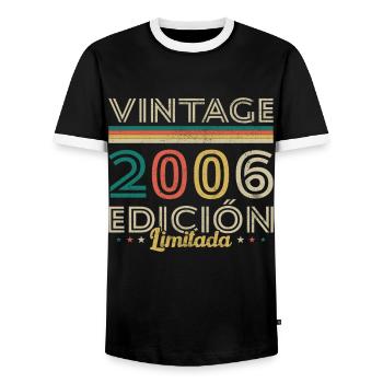 Vinatge 2006 Geburtstagsgeschenk - Männer Kontrast-T-Shirt - Schwarz/Weiß - Vorne - AI Model Female 172 light (172cm) & AI Model Male 178 light (178cm)