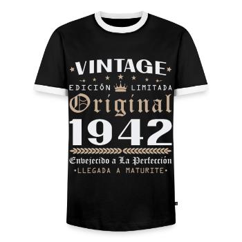 Vinatge 1942 Geburtstagsgeschenk - Männer Kontrast-T-Shirt - Schwarz/Weiß - Vorne - AI Model Female 172 light (172cm) & AI Model Male 178 light (178cm)