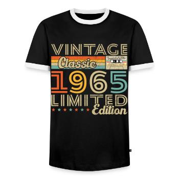 Vinatge 1965 Geburtstagsgeschenk - Männer Kontrast-T-Shirt - Schwarz/Weiß - Vorne - AI Model Female 172 light (172cm) & AI Model Male 178 light (178cm)