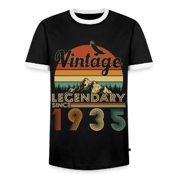 Original 1935 Vintage Retro Cadeau D’anniversaire - T-shirt contrasté Homme - noir/blanc - Devant - AI Model Female 172 light (172cm) & AI Model Male 178 light (178cm)