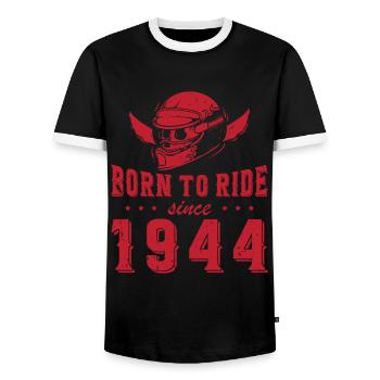 Né pour rouler depuis 1944 Cadeau de motard - T-shirt contrasté Homme - noir/blanc - Devant - AI Model Female 172 light (172cm) & AI Model Male 178 light (178cm)