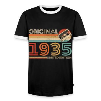 Original 1935 Vintage Retro Cadeau D’anniversaire - T-shirt contrasté Homme - noir/blanc - Devant - AI Model Female 172 light (172cm) & AI Model Male 178 light (178cm)