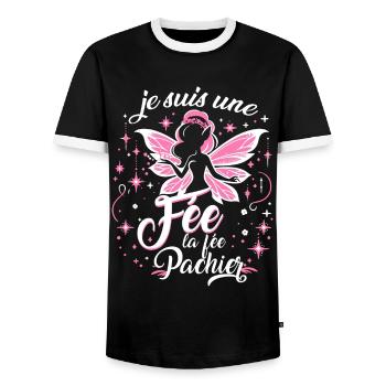 Je Suis Une Fée La Fée Pachier - T-shirt contrasté Homme - noir/blanc - Devant - AI Model Female 172 light (172cm) & AI Model Male 178 light (178cm)