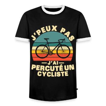 Ich kann nicht, ich fahre einen Radfahrer an - Männer Kontrast-T-Shirt - Schwarz/Weiß - Vorne - AI Model Female 172 light (172cm) & AI Model Male 178 light (178cm)