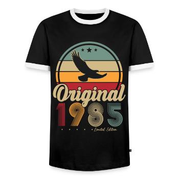 Original 1985 Vintage Geburtstagsgeschenk - Männer Kontrast-T-Shirt - Schwarz/Weiß - Vorne - AI Model Female 172 light (172cm) & AI Model Male 178 light (178cm)
