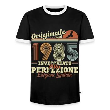 Original 1985 Retro Geburtstagsgeschenk - Männer Kontrast-T-Shirt - Schwarz/Weiß - Vorne - AI Model Female 172 light (172cm) & AI Model Male 178 light (178cm)