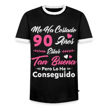 Es hat mich 90 Jahre gekostet 90 Geburtstag Frauen - Männer Kontrast-T-Shirt - Schwarz/Weiß - Vorne - AI Model Female 172 light (172cm) & AI Model Male 178 light (178cm)